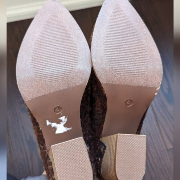 Leopard print fuzzy faux fur heeled open back clog booties - Picture 7 of 8